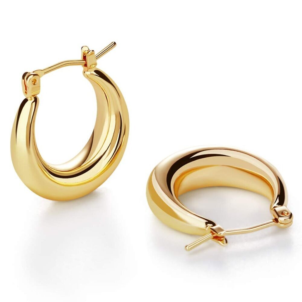 Chunky Gold Hoop Earrings Hypoallergenic Minimalist Fashion Jewelry Gift